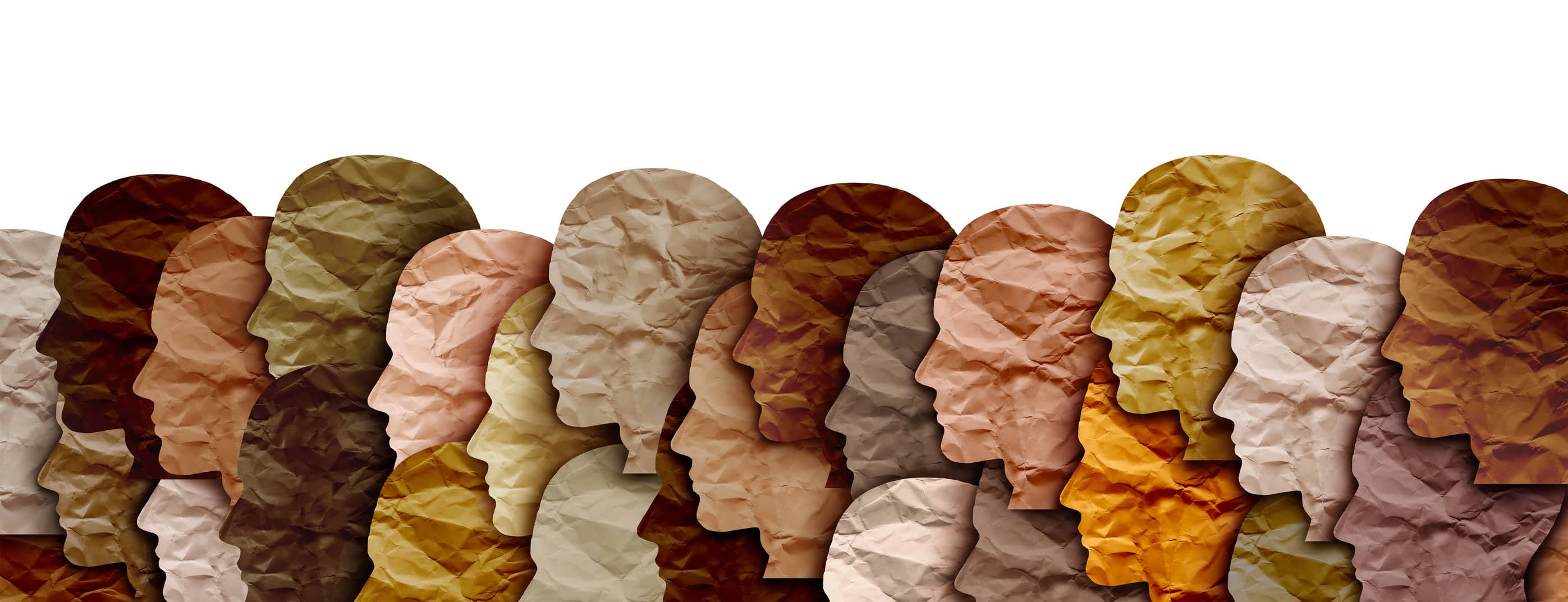 paper shapes of diverse colors of heads paper shapes of diverse colors of heads