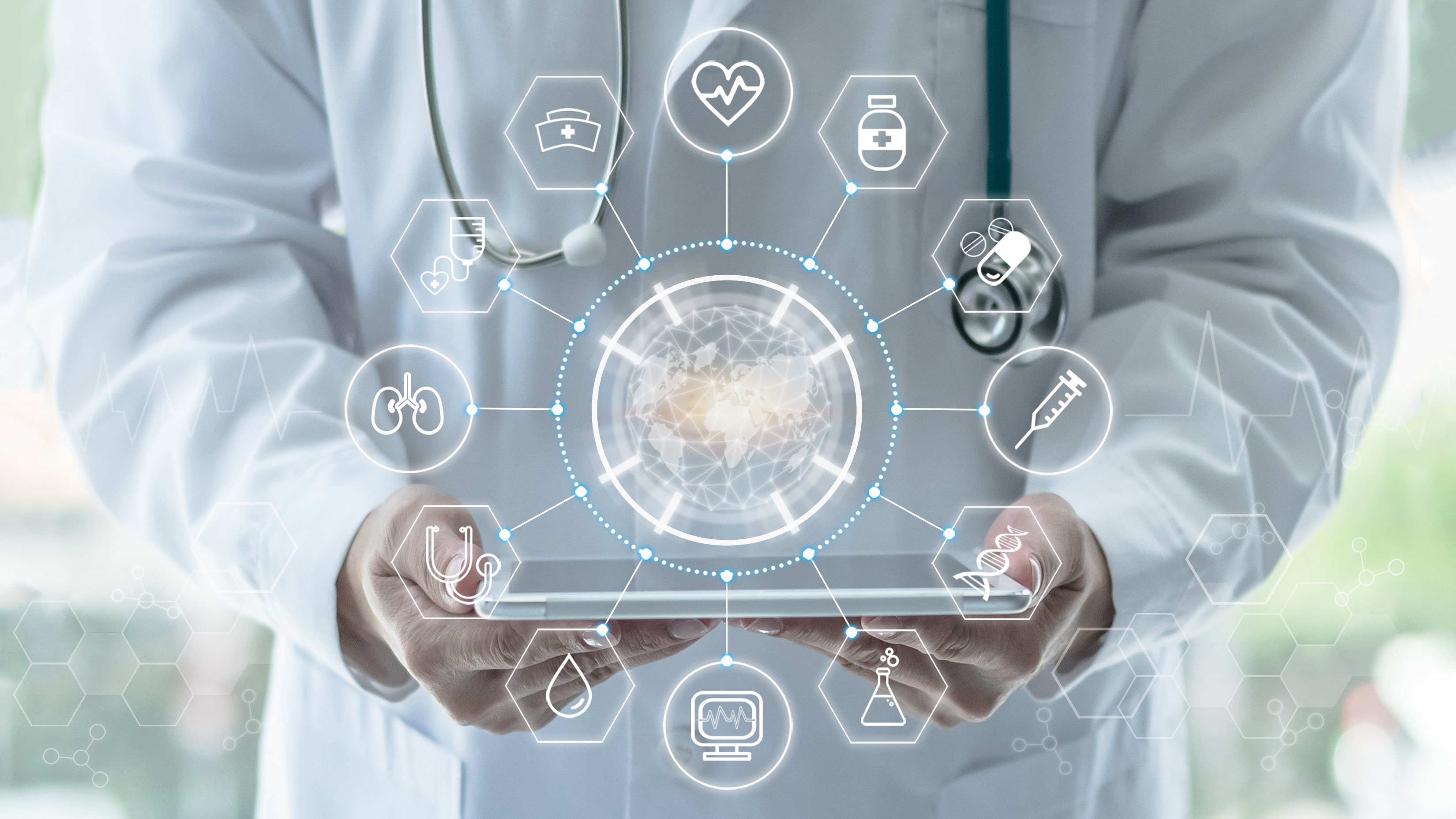 doctor using virtual care management platform on tablet doctor using virtual care management platform on tablet
