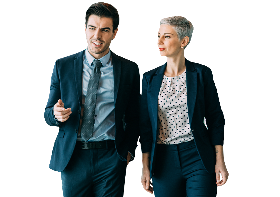 Business man and business woman talking Business man and business woman talking